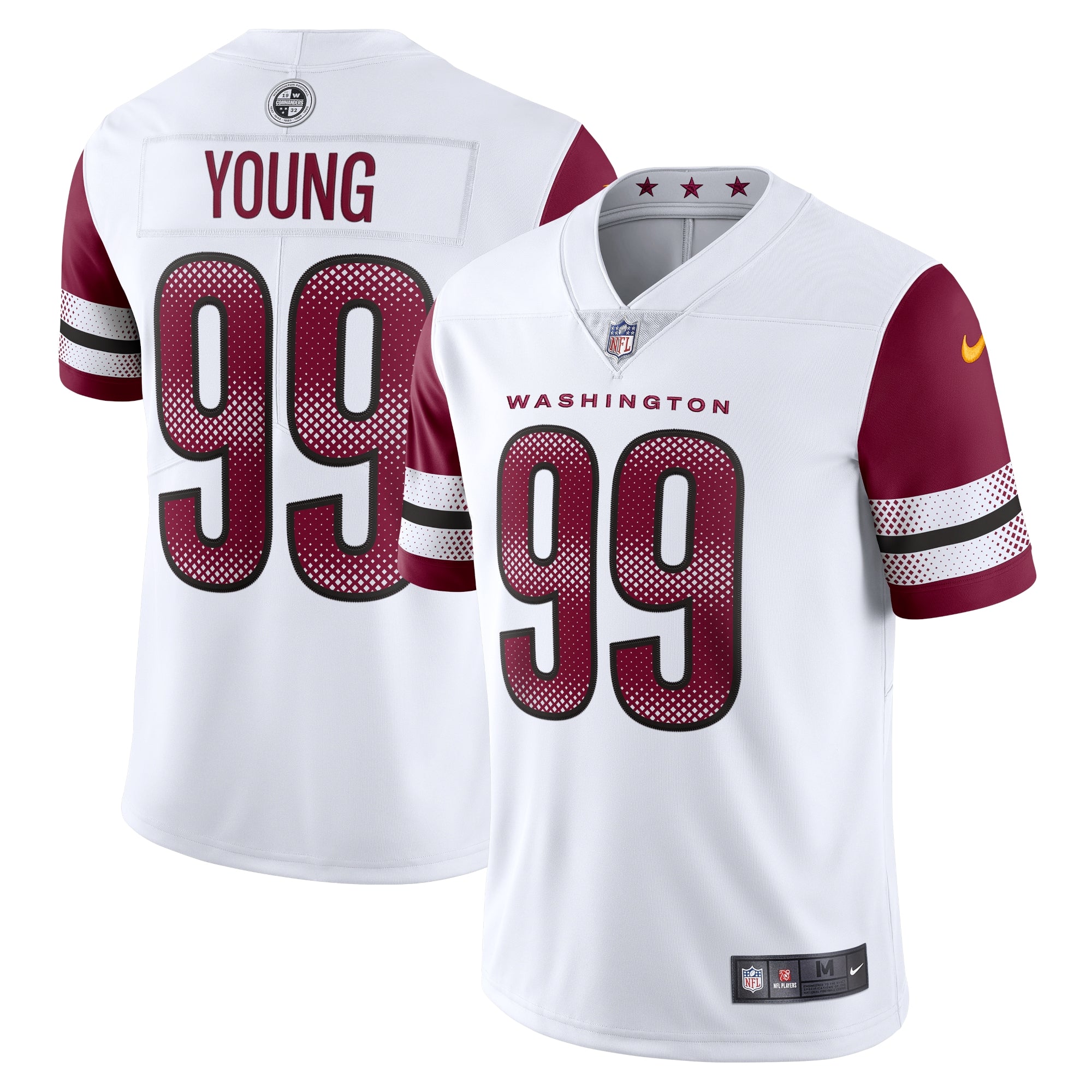 Chase Young Washington Commanders Nike Alternate Vapor Limited Jersey - Black/Burgundy/White - Image 6