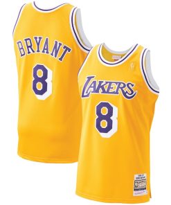 Men's Los Angeles Lakers Kobe Bryant Gold 1996-97 Hardwood Classics Authentic Player Jersey