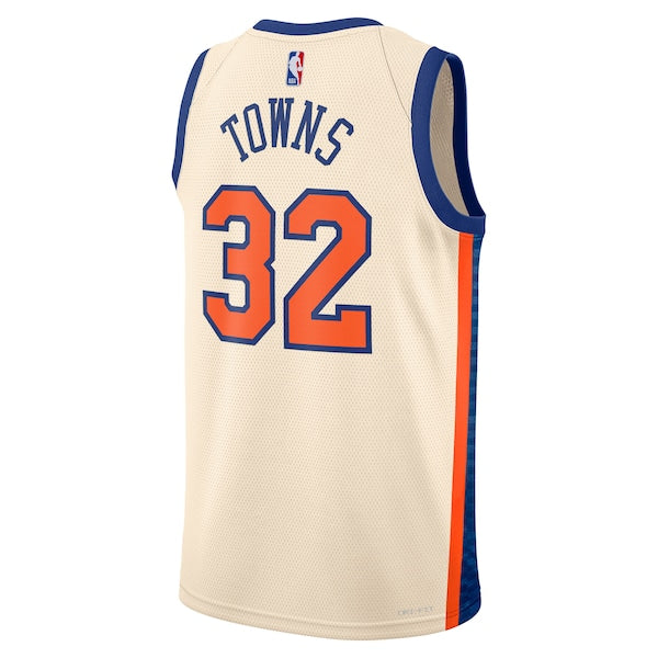 Karl-Anthony Towns New York Knicks Nike Unisex 2025/26 Swingman Jersey - Cream - City Edition - Image 3