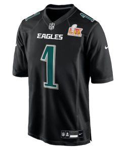 Alternative view of Jalen Hurts Philadelphia Eagles Nike Super Bowl LIX Fashion Game Player Jersey - Carbon Black