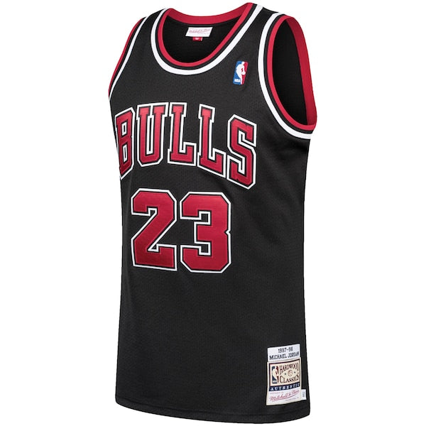 Michael Jordan Chicago Bulls 1997/98 Hardwood Classics Authentic Jersey - Black/Scarlet/White - Image 3