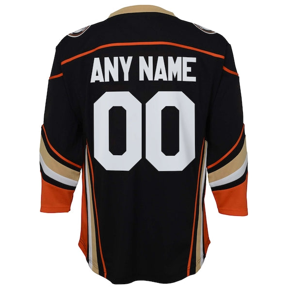 Anaheim Ducks Youth Home Replica Custom Jersey - Black - Image 3
