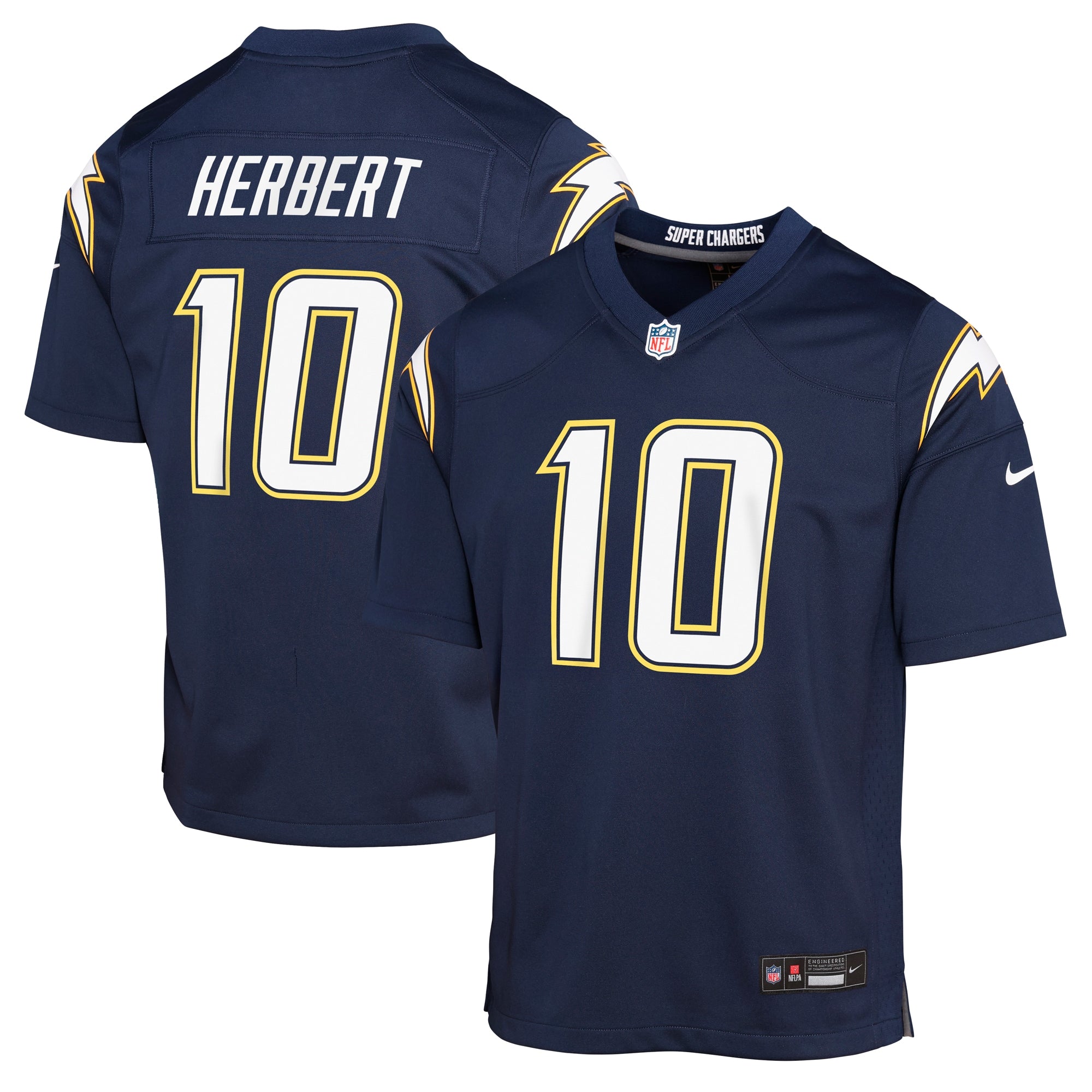 Justin Herbert Los Angeles Chargers Nike Youth Alternate Charger Power Game Player Jersey - Gold/Navy - Image 6