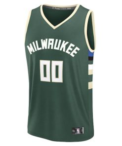 Alternative view of Milwaukee Bucks  Youth Fast Break Custom Replica Jersey - Green  - Icon Edition