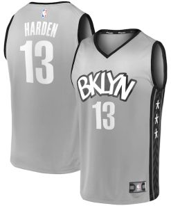 Alternative view of James Harden Brooklyn Nets  Fast Break Replica Jersey Charcoal - Statement Edition/White