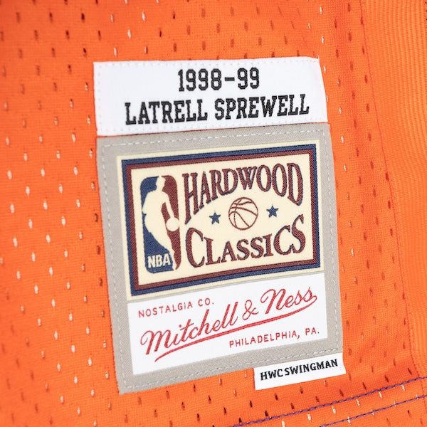 Latrell Sprewell New York Knicks Hardwood Classics 1998/99 Split Swingman Jersey - Blue/Orange - Image 4