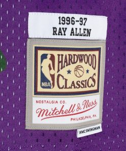 Alternative view of Ray Allen Milwaukee Bucks Hardwood Classics 1996/97 Split Swingman Jersey - Green/Purple