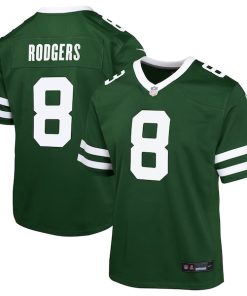 Alternative view of Aaron Rodgers New York Jets Nike Youth Game Jersey - Gotham Green/Black/White