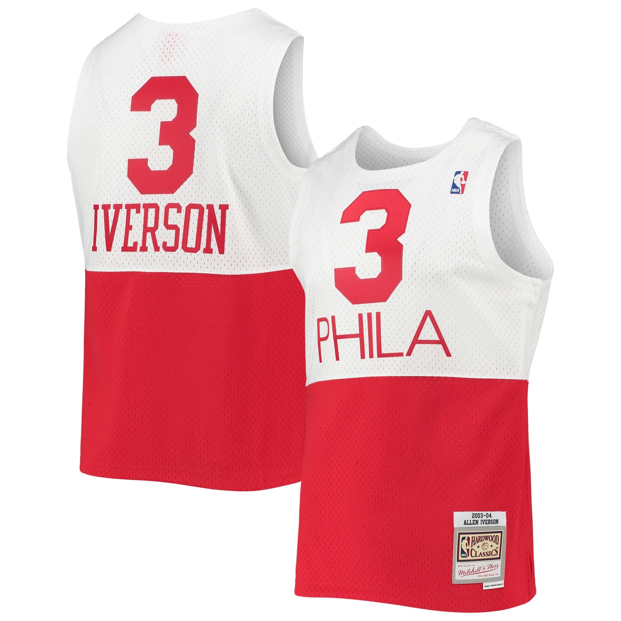 Allen Iverson Philadelphia 76ers 1996/97 Hardwood Classics Swingman Jersey - Red/White - Image 5