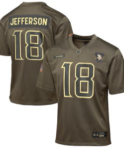 Justin Jefferson Minnesota Vikings Nike Youth 2025 Salute to Service Game Jersey - Olive