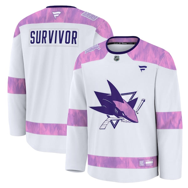 San Jose Sharks Hockey Fights Cancer Practice Jersey - White