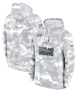 Cleveland Browns Nike 2024 Salute to Service Club Fleece Pullover Hoodie - Arctic Camo