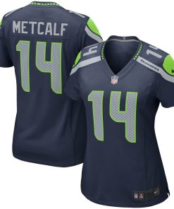 Alternative view of DK Metcalf Seattle Seahawks Nike Women's Game Jersey - Neon Green/Navy