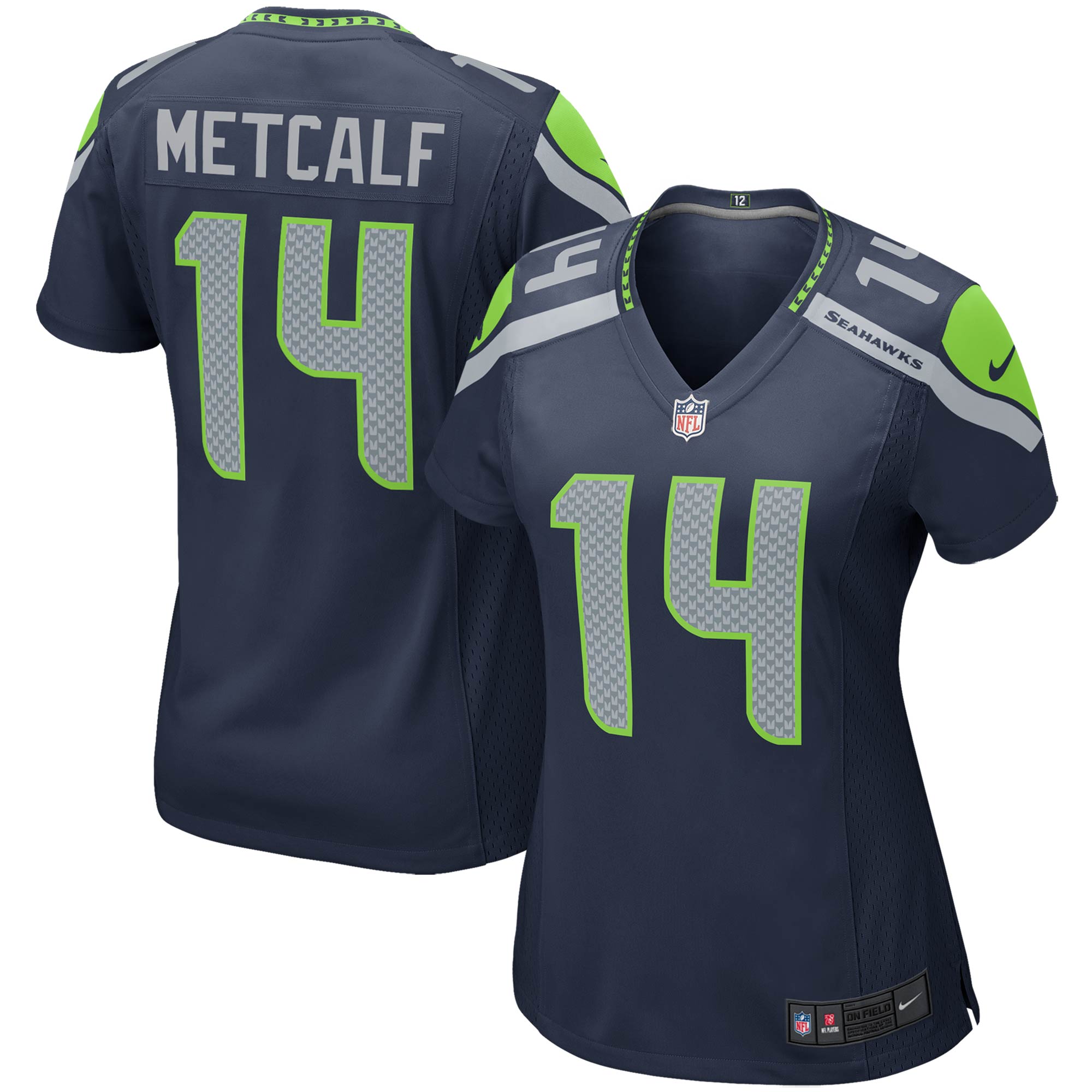 DK Metcalf Seattle Seahawks Nike Women's Game Jersey - Neon Green/Navy - Image 2