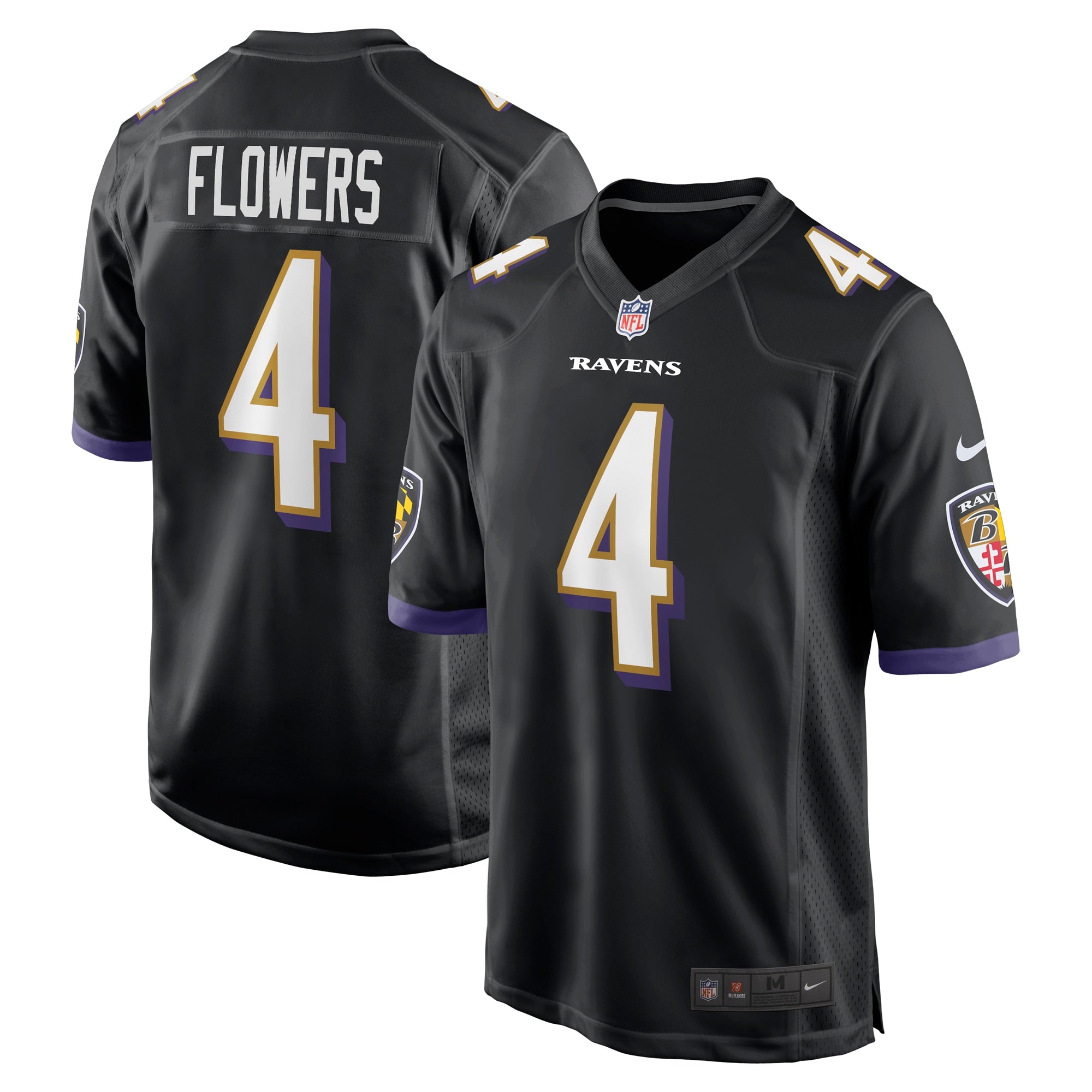 Zay Flowers Baltimore Ravens Nike Game Jersey - White/Black - Image 3