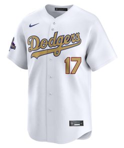 Alternative view of Shohei Ohtani Los Angeles Dodgers Nike 2025 Gold World Series Champions Limited Jersey - White