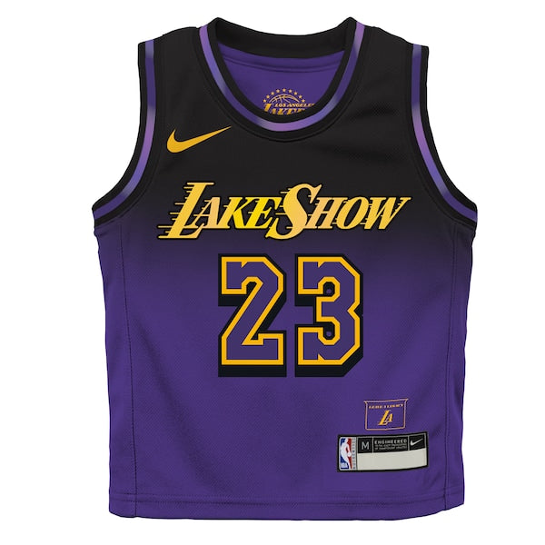 LeBron James Los Angeles Lakers Nike Preschool 2024/25 Swingman Player Jersey - City Edition - Purple - Image 2