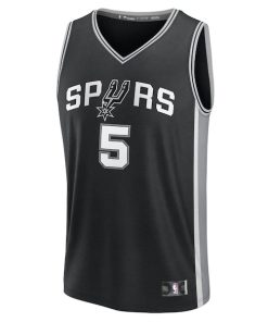 Alternative view of Stephon Castle San Antonio Spurs  Fast Break Replica Jersey - Black - Icon Edition
