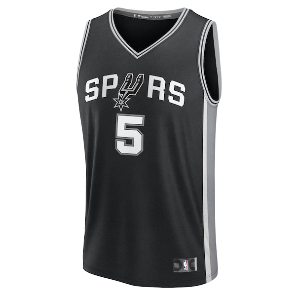 Stephon Castle San Antonio Spurs Fast Break Replica Jersey - Black - Icon Edition - Image 2