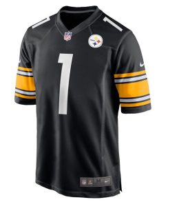 Alternative view of Number 1 Groom Pittsburgh Steelers Nike Game Jersey - Black
