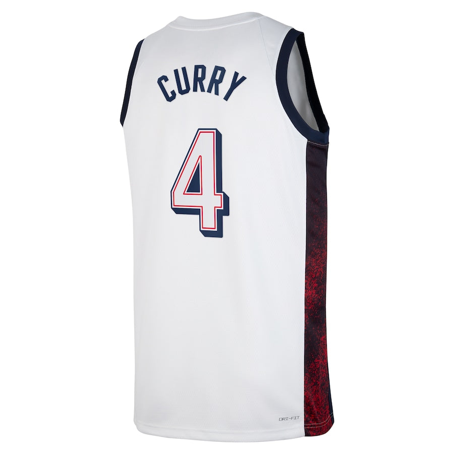 Stephen Curry #4 USA Men¡¯s National Team USA 2024 OLYMPIC JERSEYS - White - Image 3