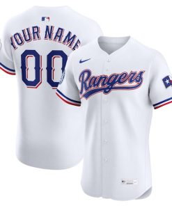Texas Rangers Nike Home Elite Sponsor Patch Custom Jersey - White