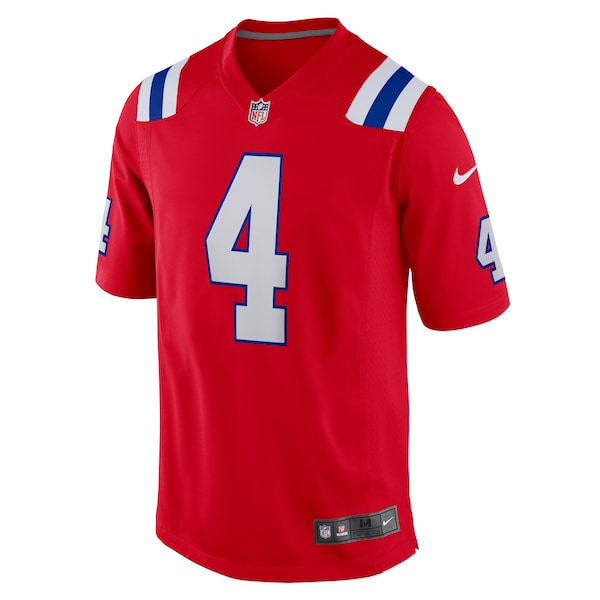 Bailey Zappe New England Patriots Nike Alternate Game Player Jersey - Red/Navy/White - Image 3