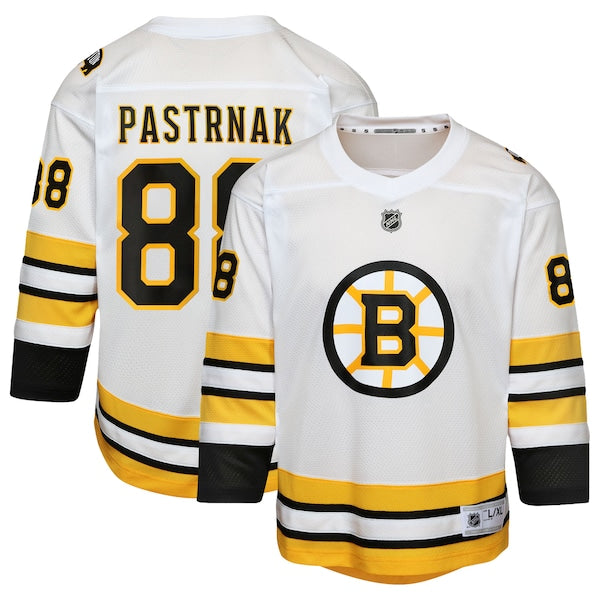 David Pastrnak Boston Bruins Youth Home Replica Player Jersey - White/Black - Image 2