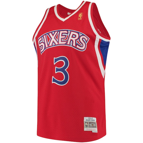 Allen Iverson Philadelphia 76ers 1996/97 Hardwood Classics Swingman Jersey - Red/White - Image 3