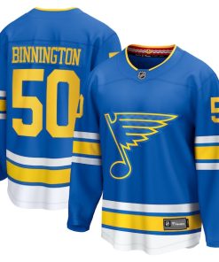 Alternative view of Jordan Binnington St. Louis Blues  Home Breakaway Player Jersey - Blue/White/Royal