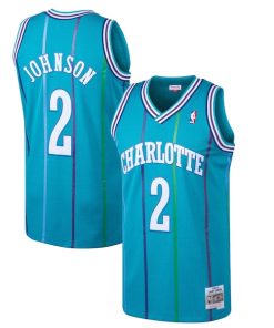 Larry Johnson Charlotte Hornets 1992/93 Hardwood Classics Swingman Jersey - Teal
