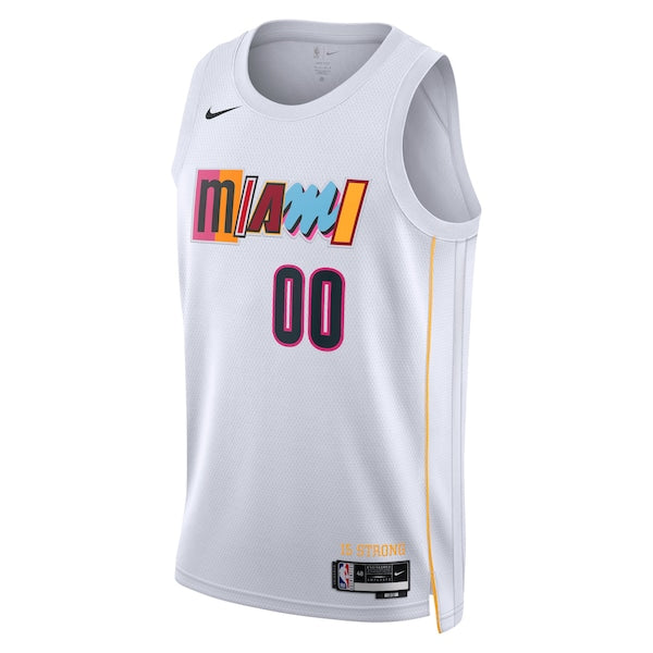 Miami Heat Nike Unisex 2022/23 Swingman Custom Jersey - City Edition - White - Image 2