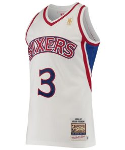 Alternative view of Allen Iverson Philadelphia 76ers 1996/97 Hardwood Classics Authentic Jersey - White