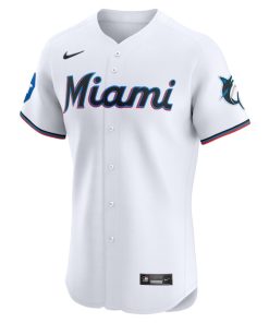 Alternative view of Miami Marlins Nike Home Elite Patch Jersey - White