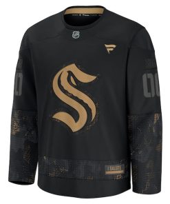 Alternative view of Seattle Kraken  2024 Military Appreciation Personalized Long Sleeve Practice Jersey - Black