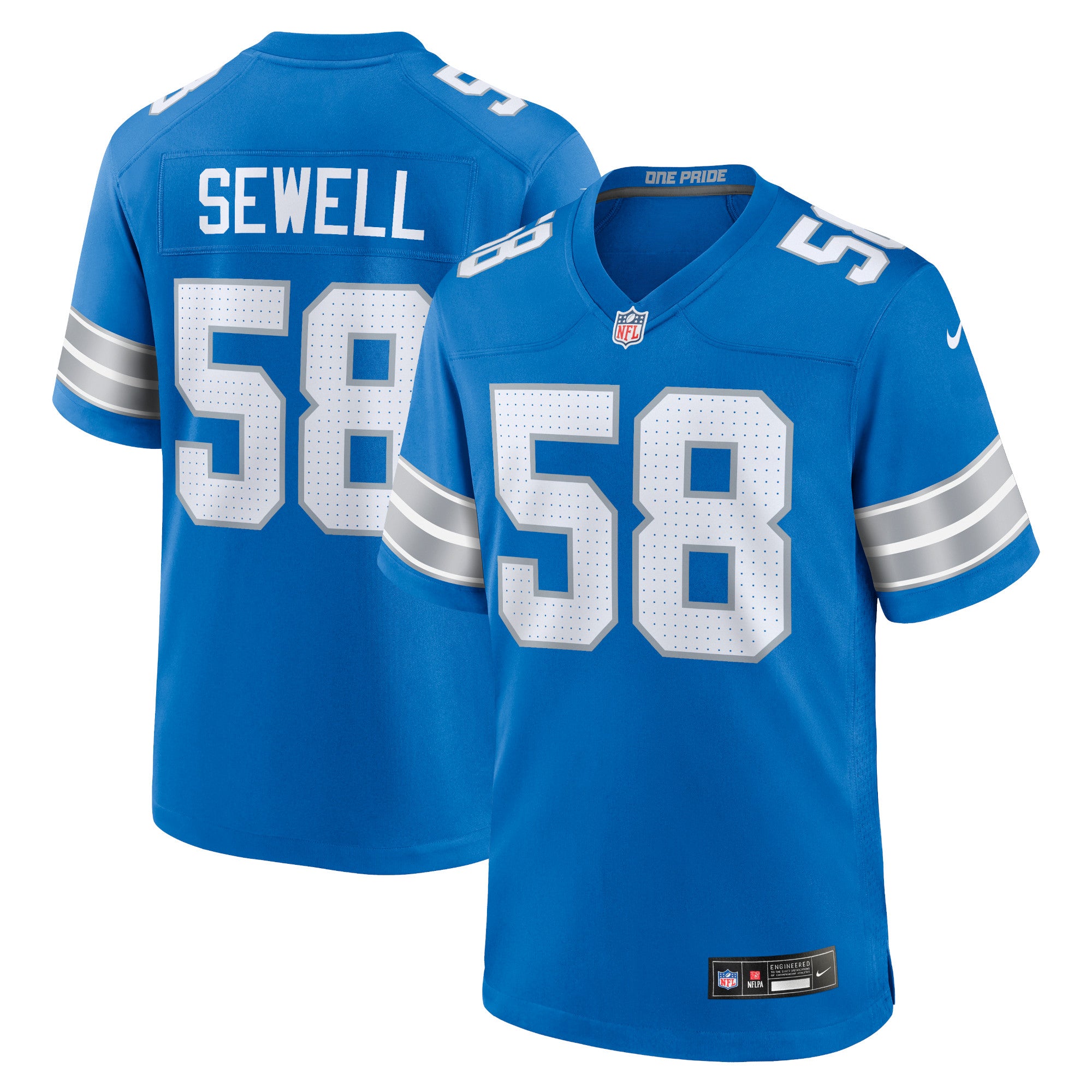 Penei Sewell Detroit Lions Nike Game Jersey - White/Blue/Black - Image 7