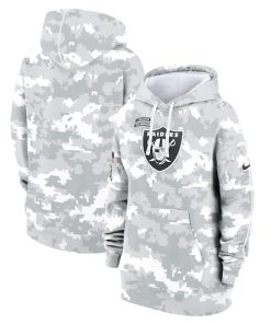 Las Vegas Raiders Nike Women's 2024 Salute To Service Club Fleece Pullover Hoodie - Arctic Camo