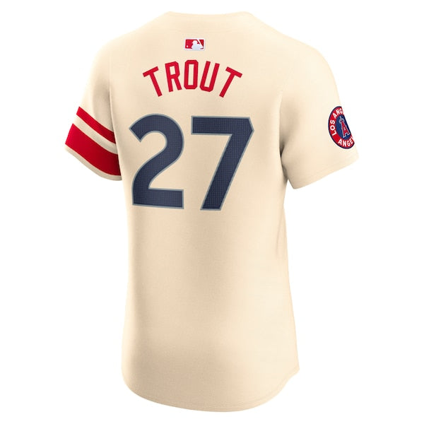 Mike Trout Los Angeles Angels Nike City Connect Elite Player Jersey - Cream - Image 3