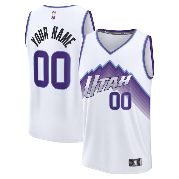 Utah Jazz Fast Break Replica Custom Jersey - White - Association Edition/Black/Purple - Image 2