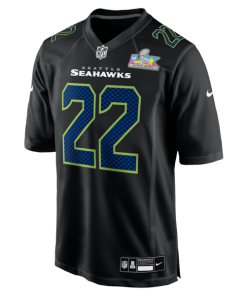 Alternative view of Men's Seattle Seahawks Rashid Shaheed Nike Black Super Bowl LX Patch Carbon Fashion Game Jersey