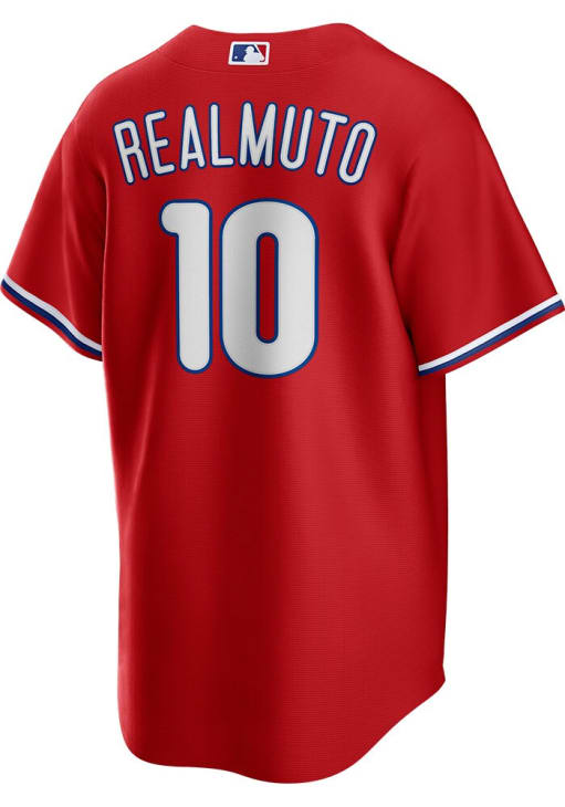 JT Realmuto Philadelphia Phillies Mens Replica Alt Jersey - Red - Image 3