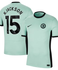 Alternative view of Nicolas Jackson Chelsea Nike 2023/24 Third Stadium Replica Player Jersey - Mint/Blue/Navy