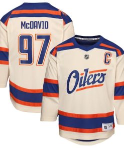 Alternative view of Connor McDavid Edmonton Oilers Youth Alternate Replica Player Jersey - Light Beige/Royal