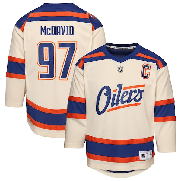 Connor McDavid Edmonton Oilers Youth Alternate Replica Player Jersey - Light Beige/Royal - Image 2