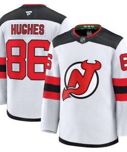 Jack Hughes New Jersey Devils  Away Premium Jersey - White/Black/Red