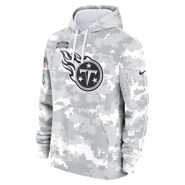 Tennessee Titans Nike 2024 Salute to Service Club Fleece Pullover Hoodie - Arctic Camo - Image 2
