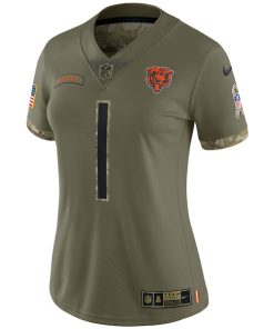 Alternative view of Justin Fields Chicago Bears Nike Women's 2022 Salute To Service Limited Jersey - Olive