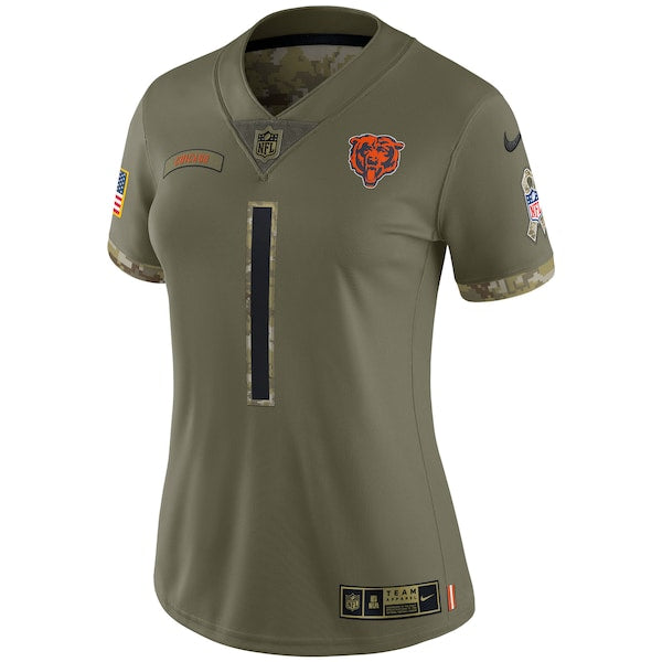 Justin Fields Chicago Bears Nike Women's 2022 Salute To Service Limited Jersey - Olive - Image 2