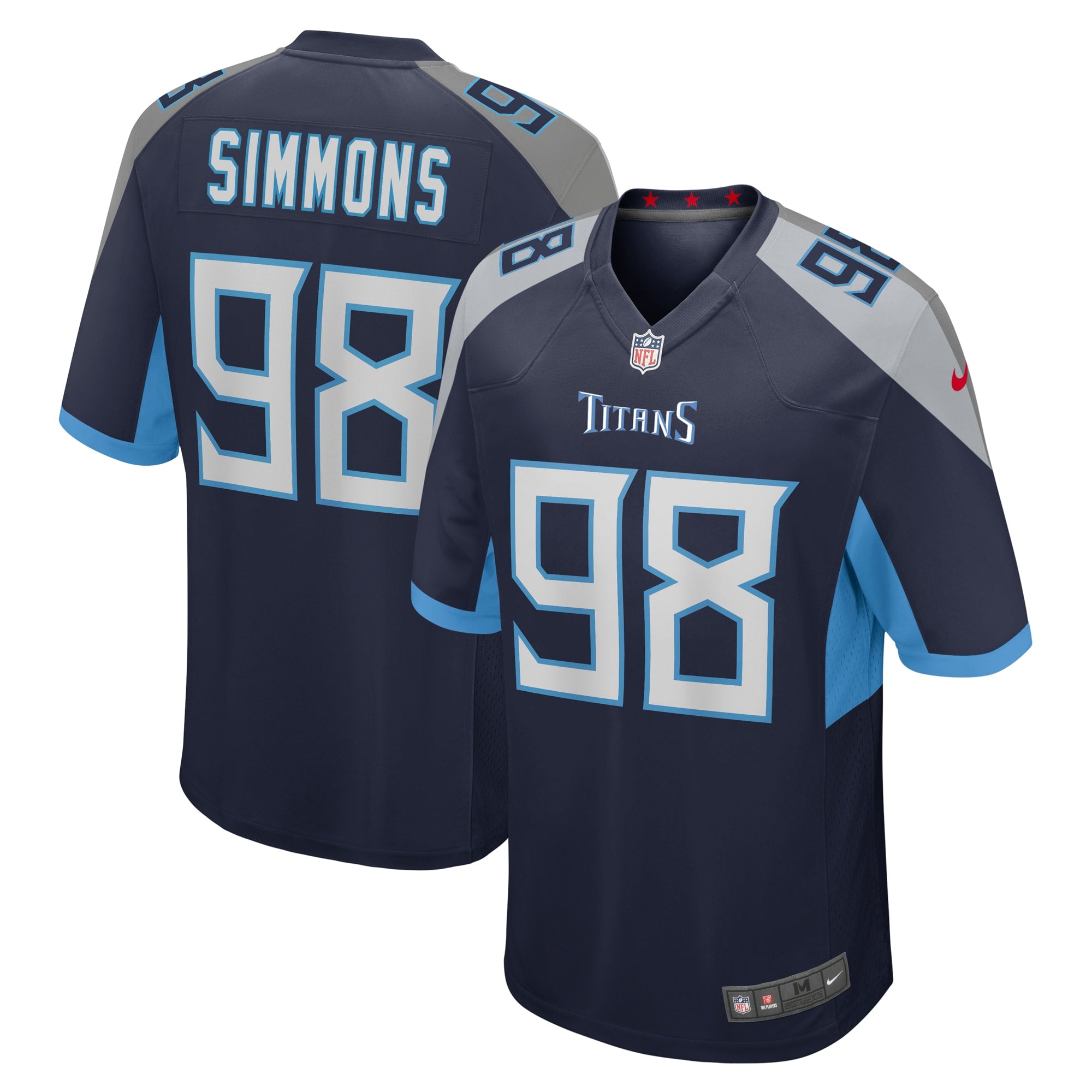 Jeffery Simmons Tennessee Titans Nike Team Game Jersey - Light Blue/Navy - Image 5