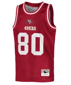 Alternative view of Jerry Rice San Francisco 49ers  Youth Retired Player NFL Basketball Fashion Jersey - Scarlet